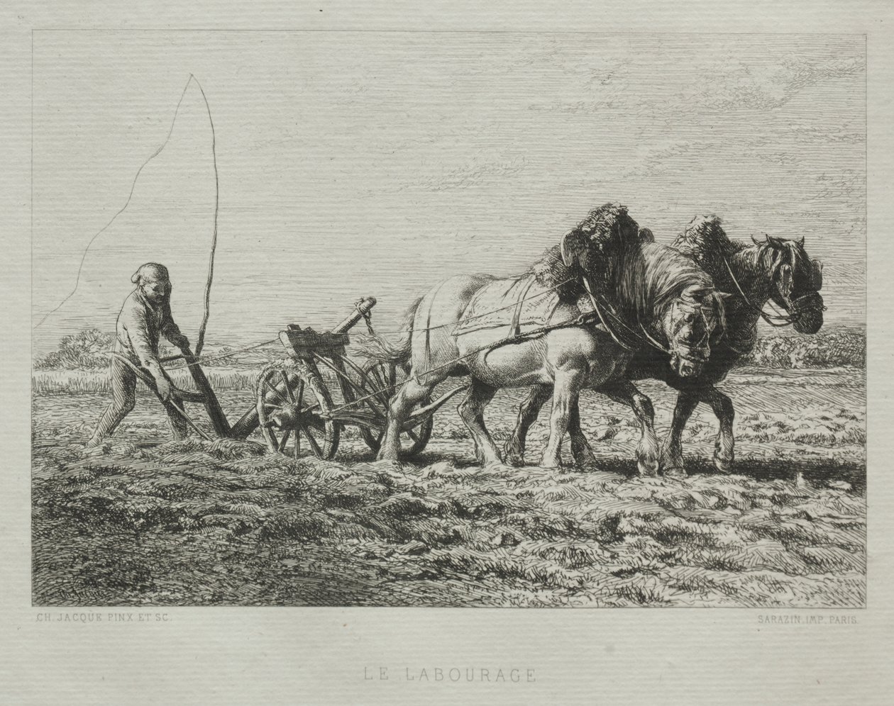 Ploughing by Charles Emile Jacque