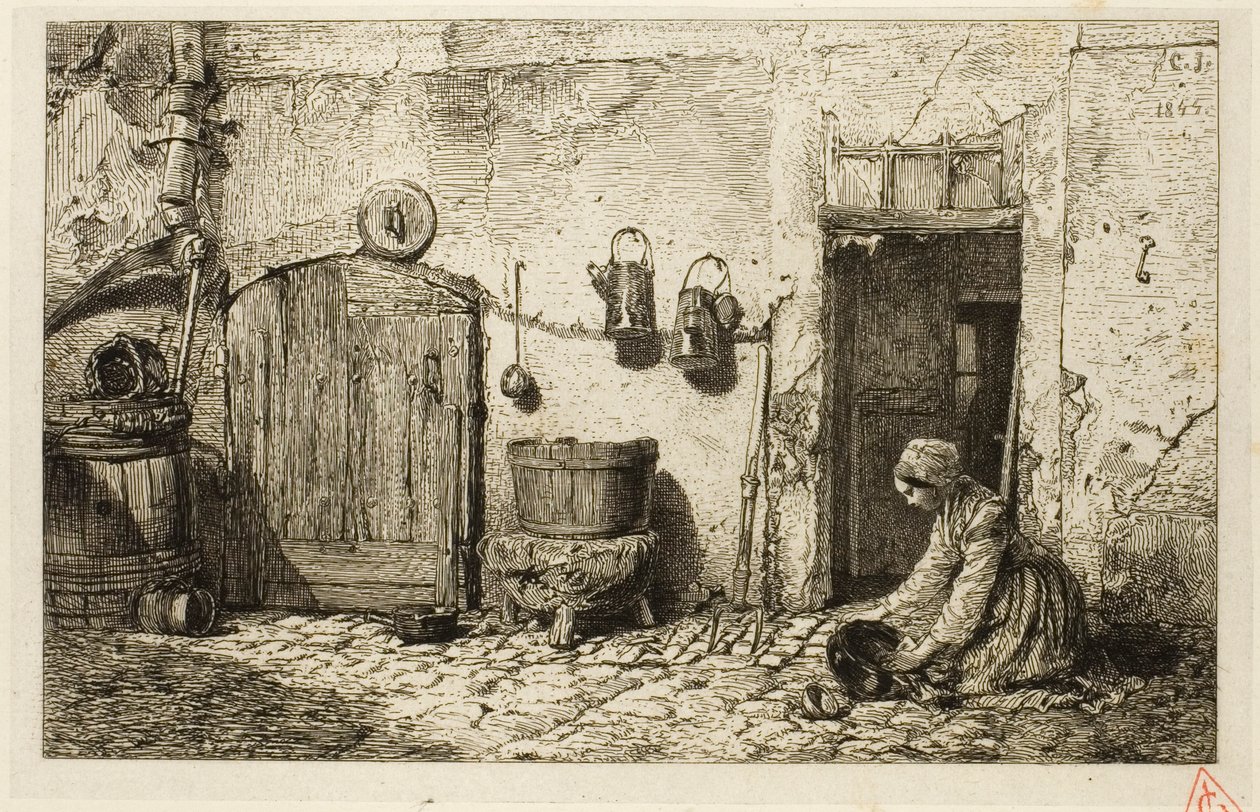 Scullery Maid by Charles Emile Jacque