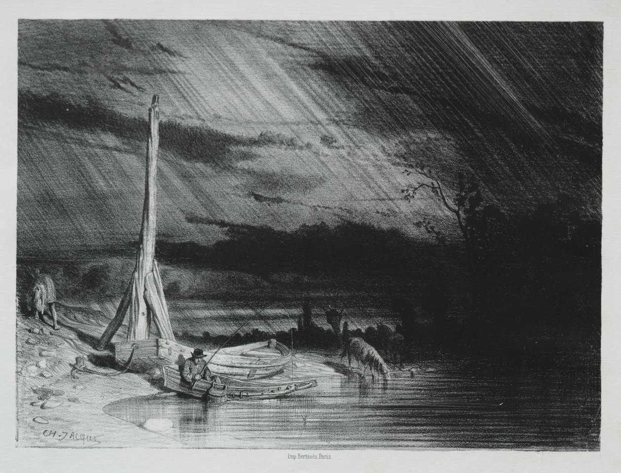 The Fisherman, Rainy Weather by Charles Emile Jacque