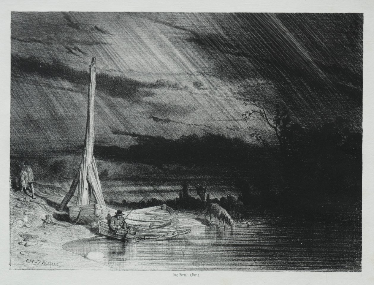 The Fisherman, Rainy Weather by Charles Emile Jacque