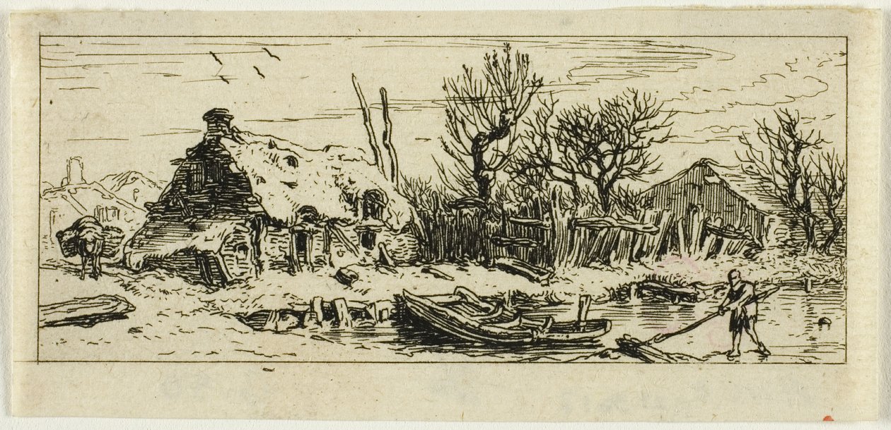 The Frozen Pond (small plate) by Charles Emile Jacque