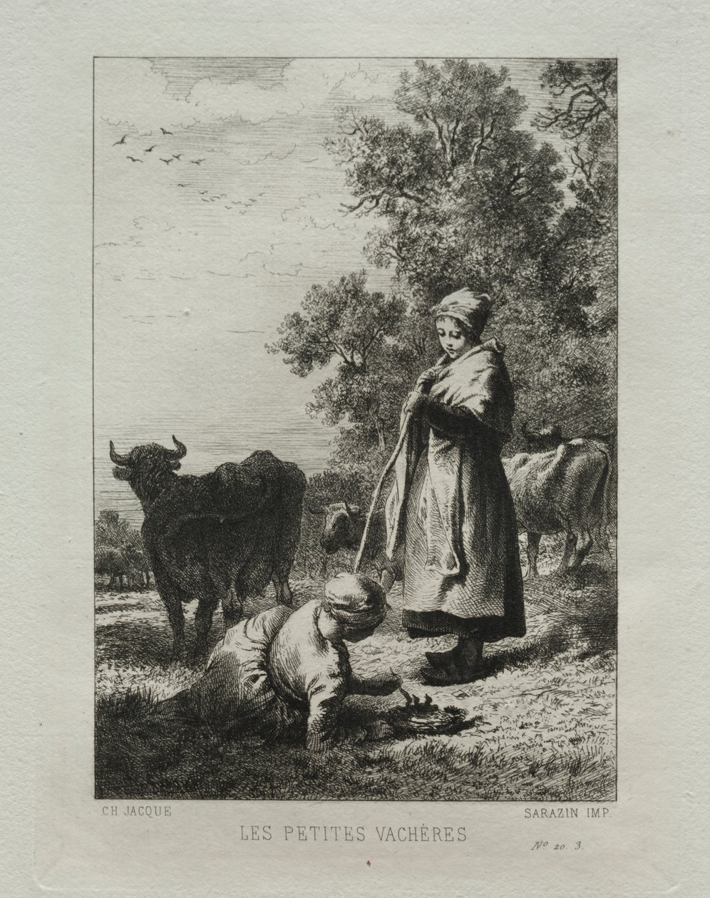 The Little Cowherds by Charles Emile Jacque