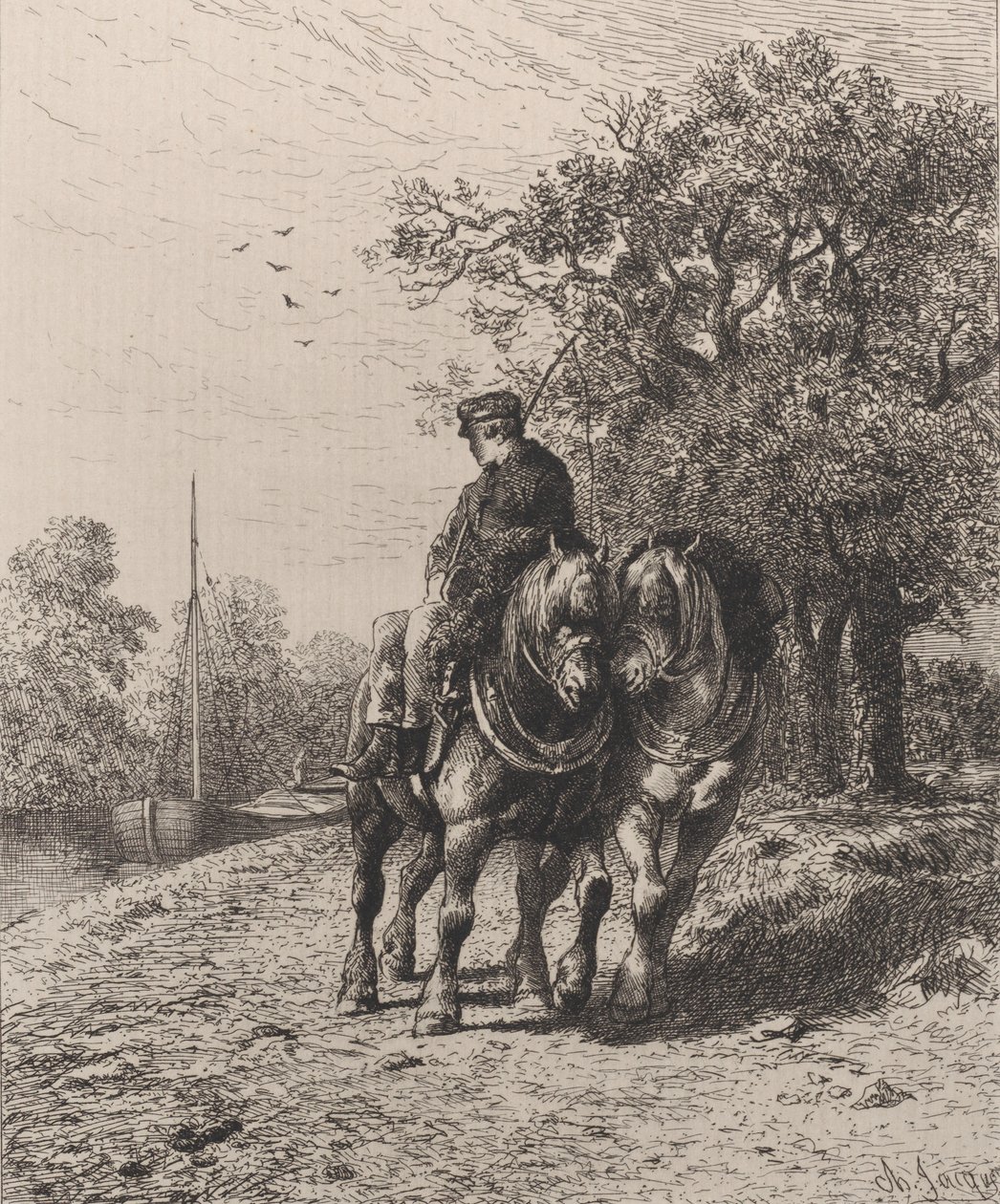Towpath, 1864 by Charles Emile Jacque
