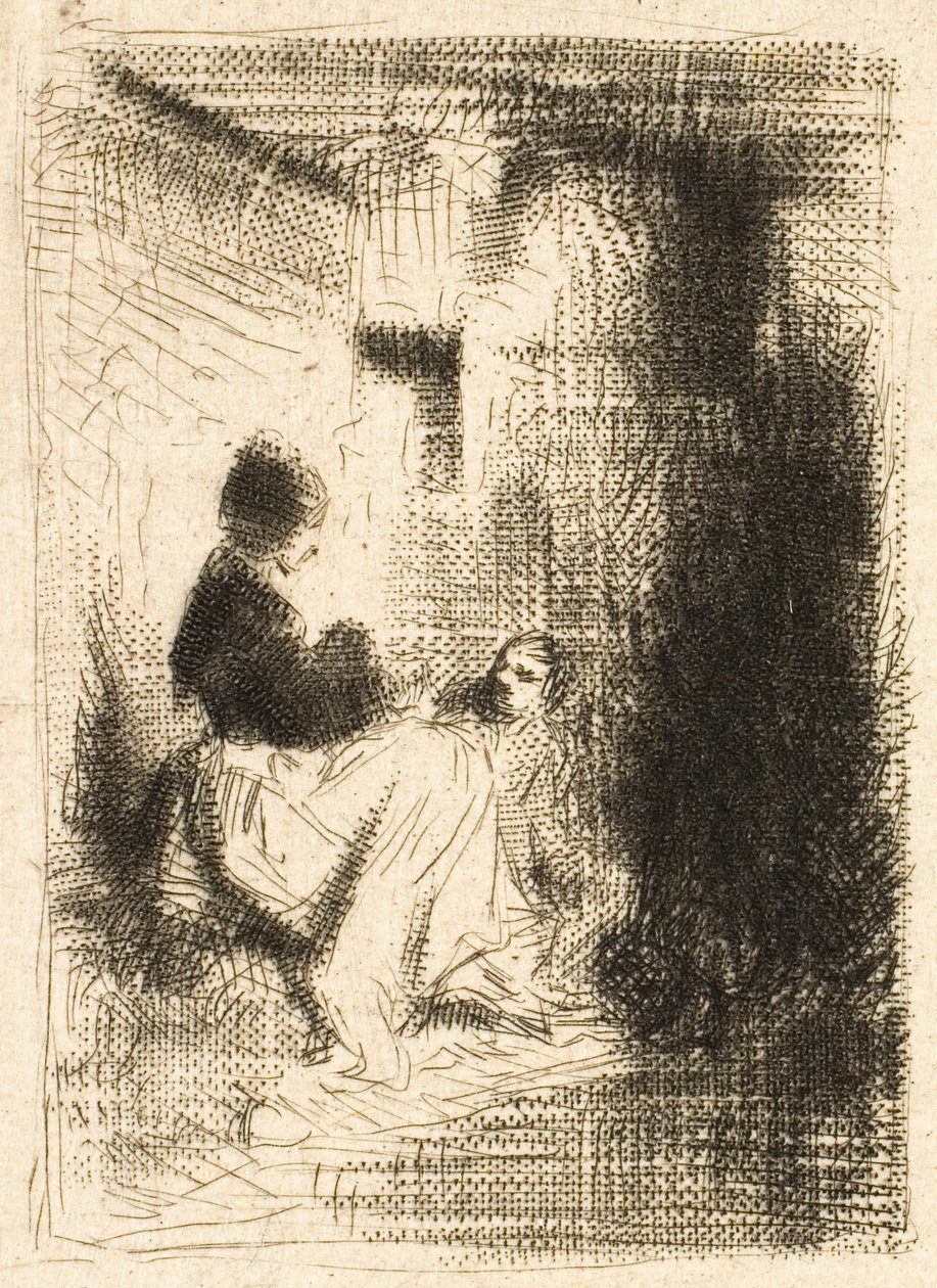 Woman and her Children by Charles Emile Jacque