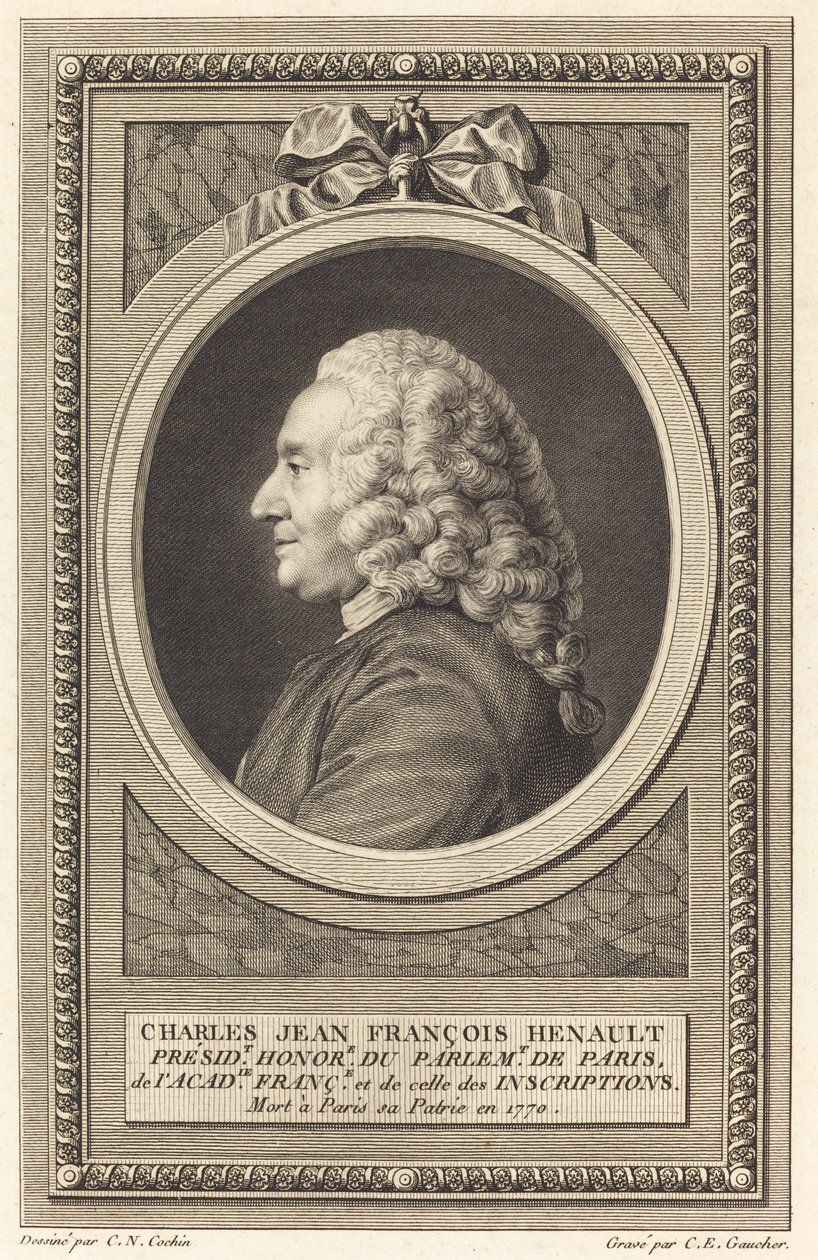 Charles Jean Francois Henault by Charles Etienne Gaucher after Charles Nicolas Cochin II
