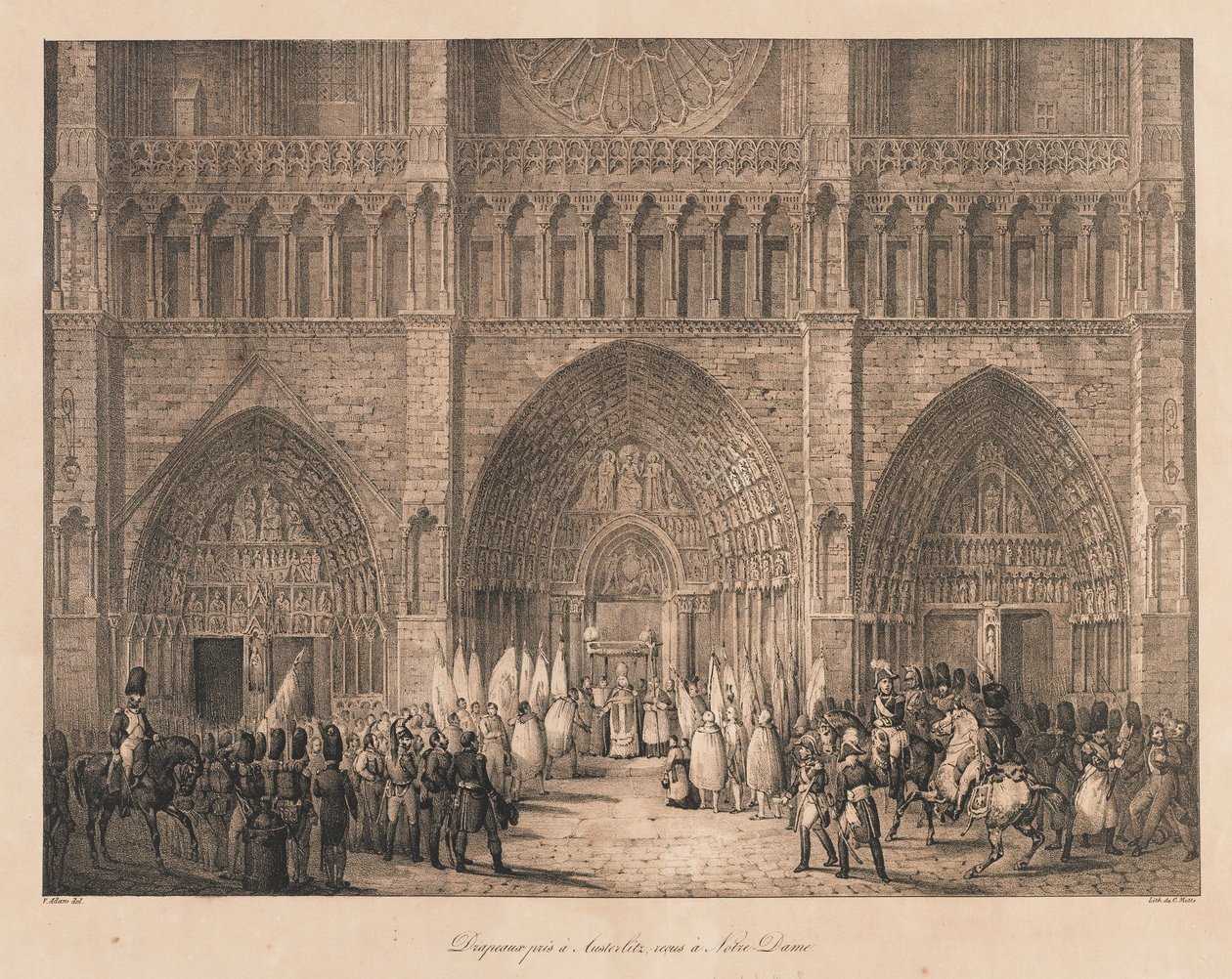 Flags Taken at Austerlitz Received at Notre Dame, early 19th century by Charles Etienne Pierre Motte