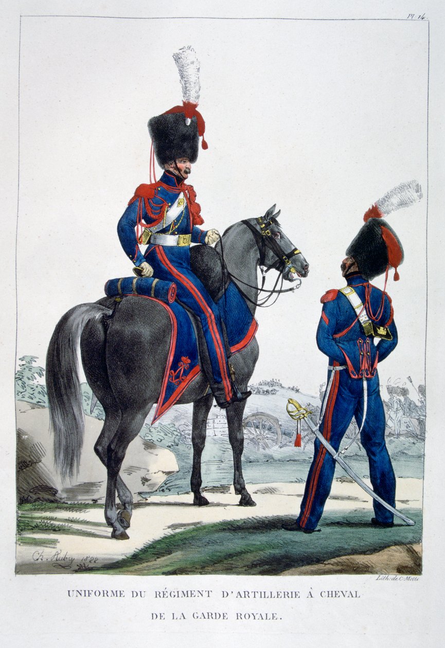 Uniform of a regiment of horse artillery of the royal guard, France, 1823 by Charles Etienne Pierre Motte