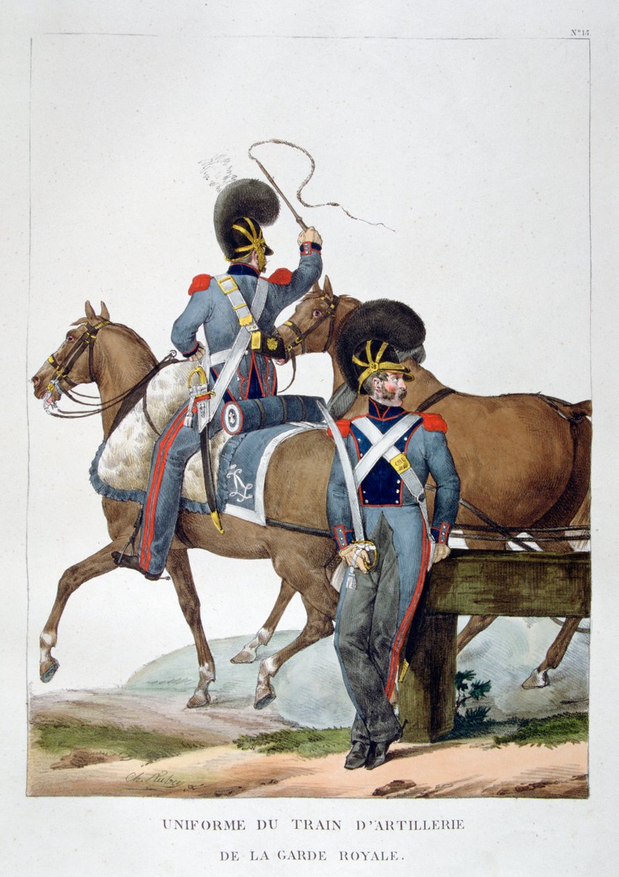 Uniform of a Regiment of Horse Artillery Train of the Royal Guard, France, 1823 by Charles Etienne Pierre Motte