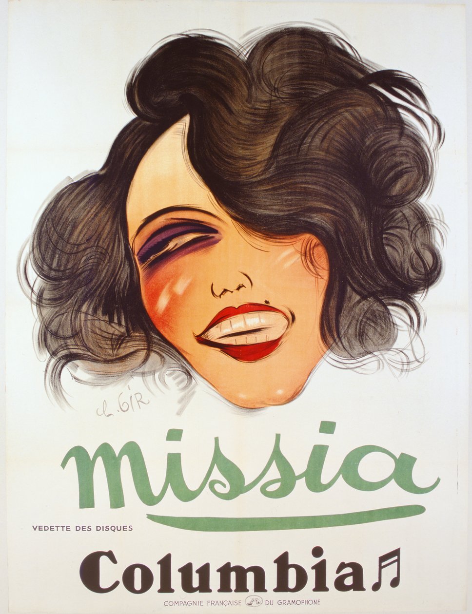 Columbia Records Poster Advertising the French Chanteuse, Missia, c.1935 by Charles Felix Gir