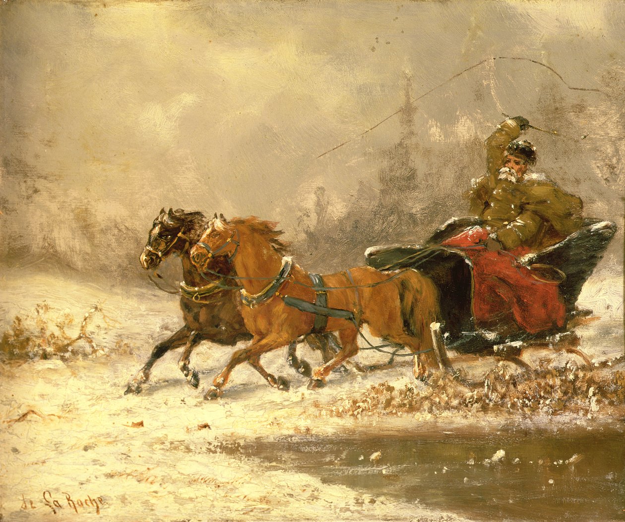 Returning Home in Winter by Charles Ferdinand De La Roche