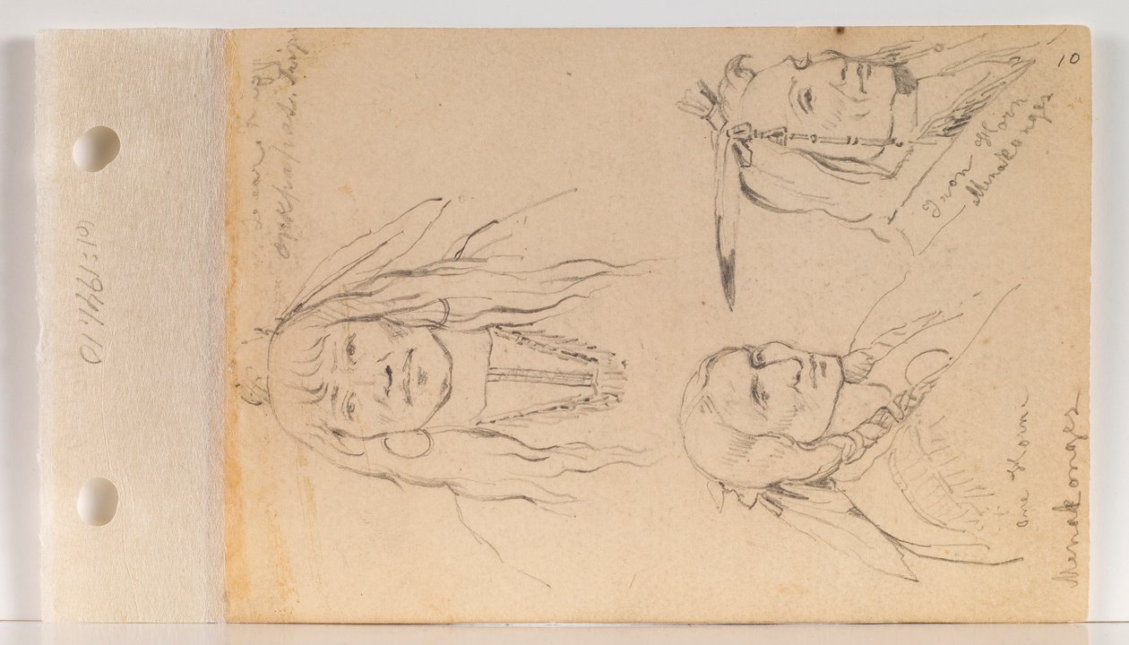 Portraits of Mato Chuthuhu (Bear’s Rib), Ha won je tah (One Horn/Lone Horn), and Heh Mah Zah (Iron Horn) by Charles Ferdinand Wimar