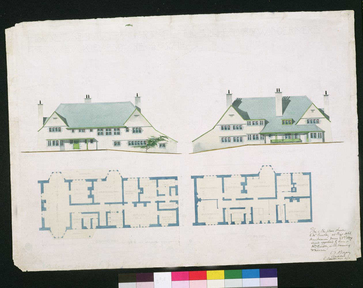 House to be built at Gartmel Fell Gillhead, Windermere for J.W. Buckley Esquire by Charles Francis Annesley Voysey