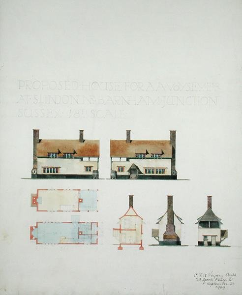 Proposed house for A.A. Voysey Esq. at Slindon near Barnham Junction, Sussex by Charles Francis Annesley Voysey