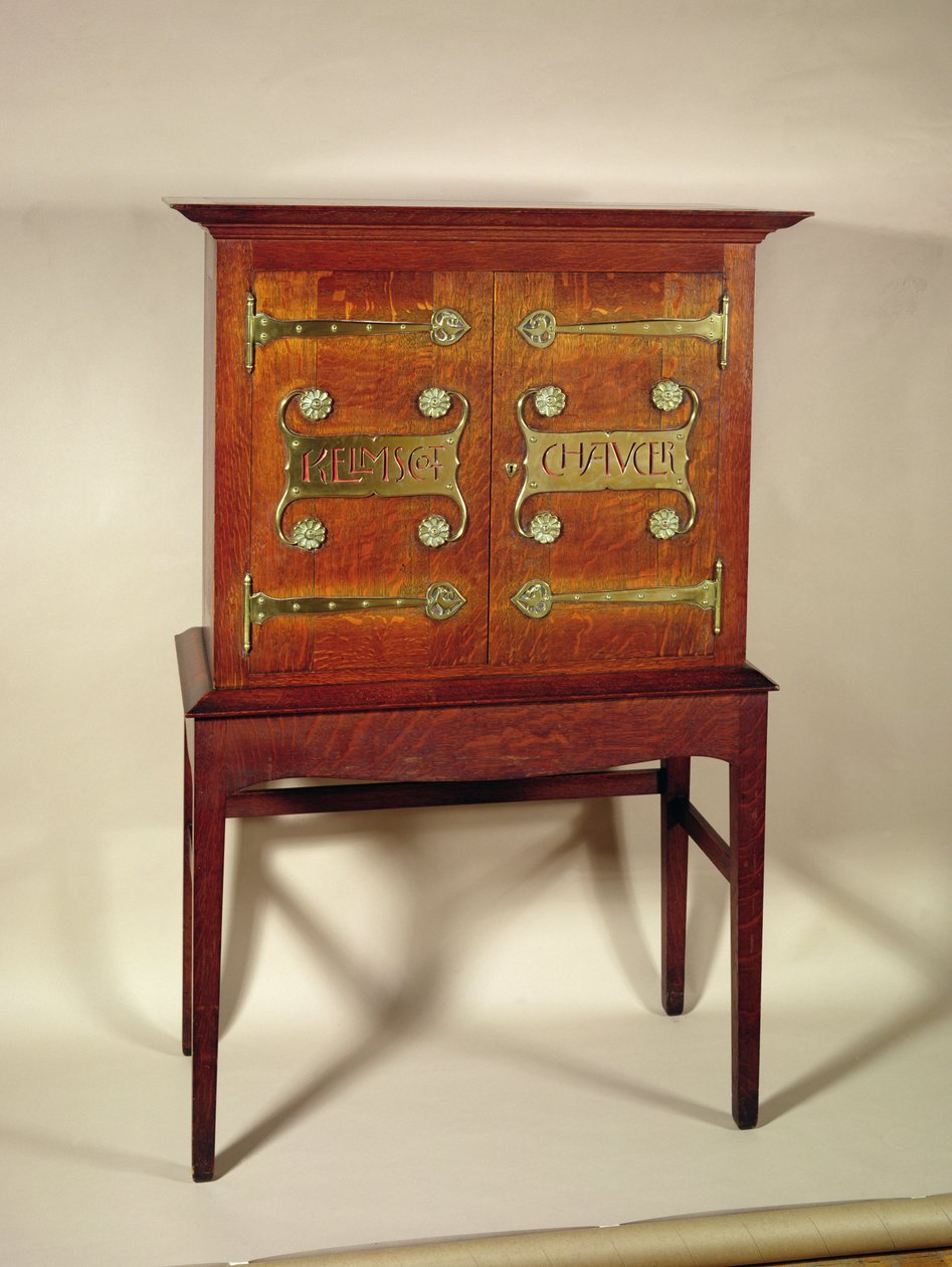 The Kelmscott Chaucer cabinet, designed by C.F.A. Voysey and made by F. Coote, 1899 by Charles Francis Annesley Voysey