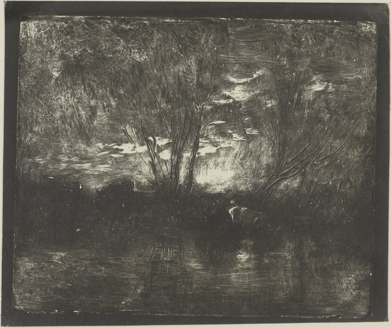Cows at the Watering Place by Charles Francois Daubigny