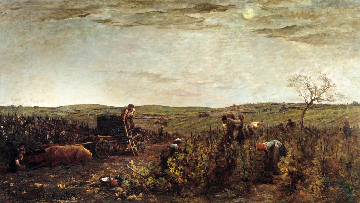 Harvest in Burgundy. Painting by Charles Francois Daubigny (1817-1878) 1863 by Charles Francois Daubigny