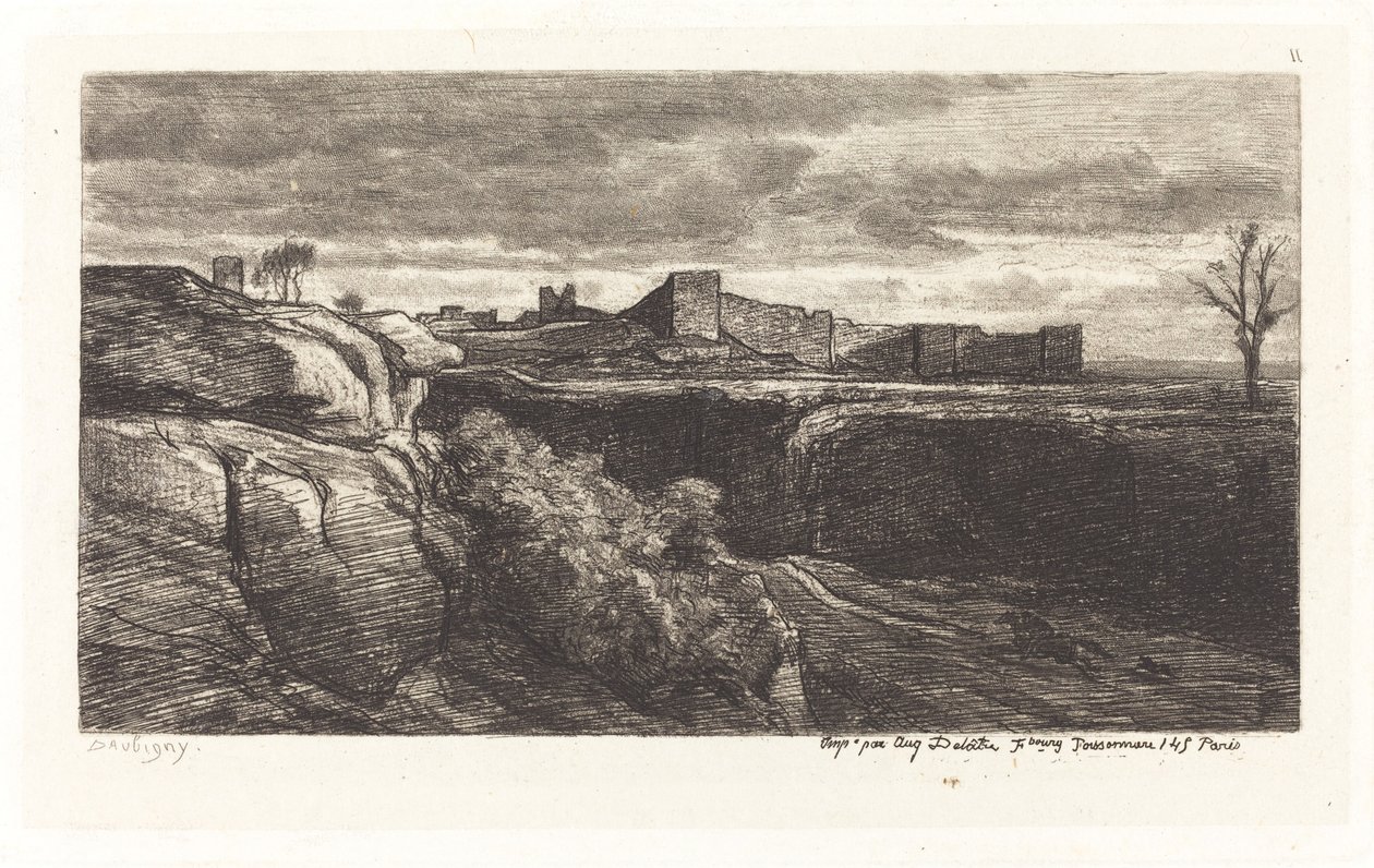 Ruins of the Chateau of Cremieux by Charles Francois Daubigny