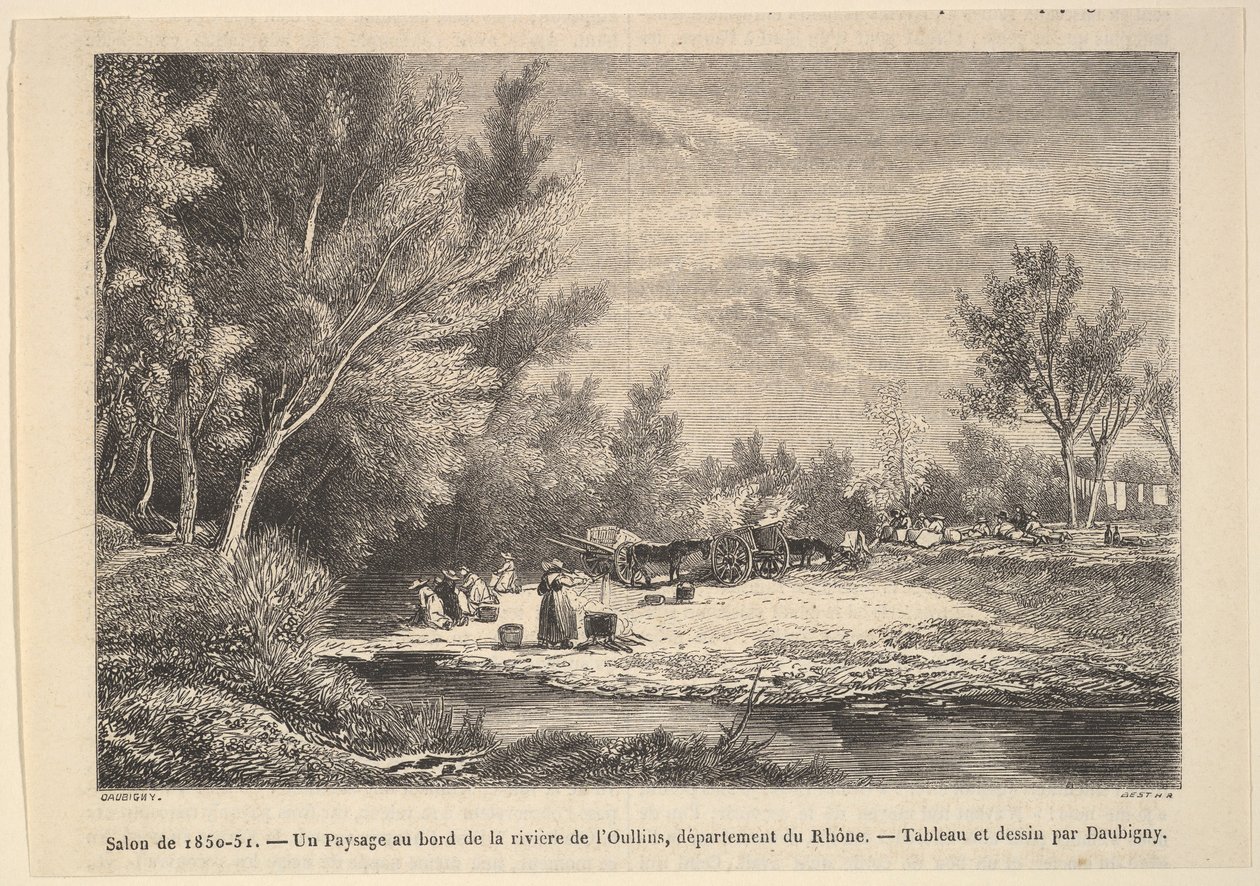 Landscape along the Shores of the River Oullins by Charles Francois Daubigny