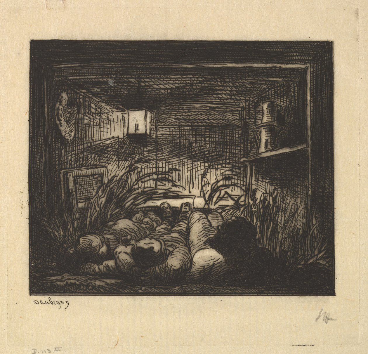 Sleeping on Board the Boat by Charles Francois Daubigny