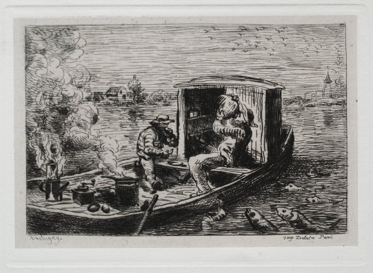 The Boat Trip: Guzzling or Lunch on the Boat by Charles Francois Daubigny