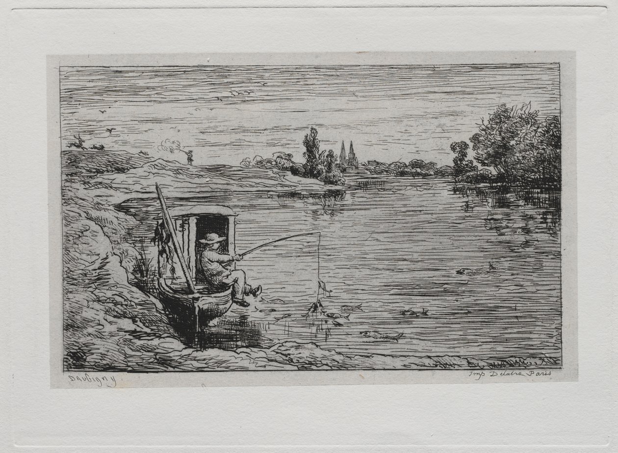 The Boat Trip: The Cabin Boy Fishing (Line Fishing) by Charles Francois Daubigny