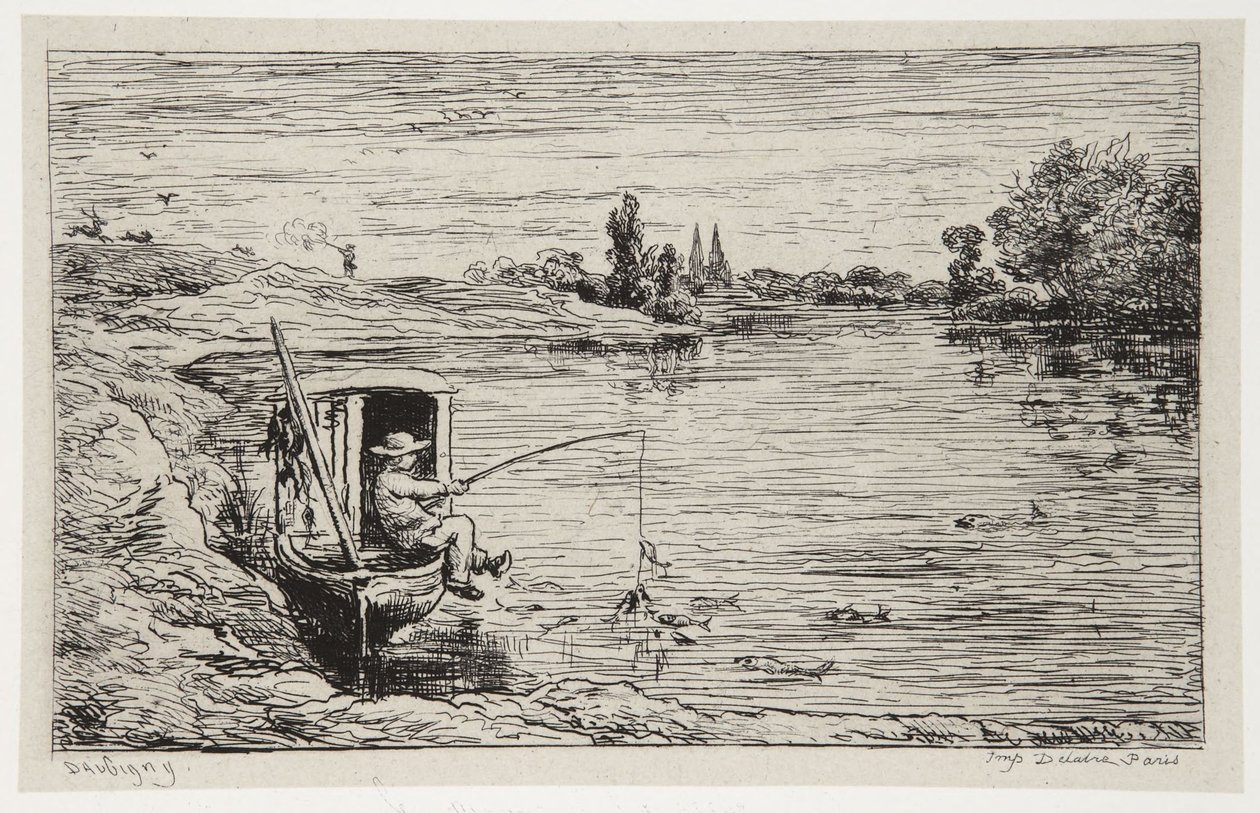 The Cabin Boy Fishing by Charles Francois Daubigny