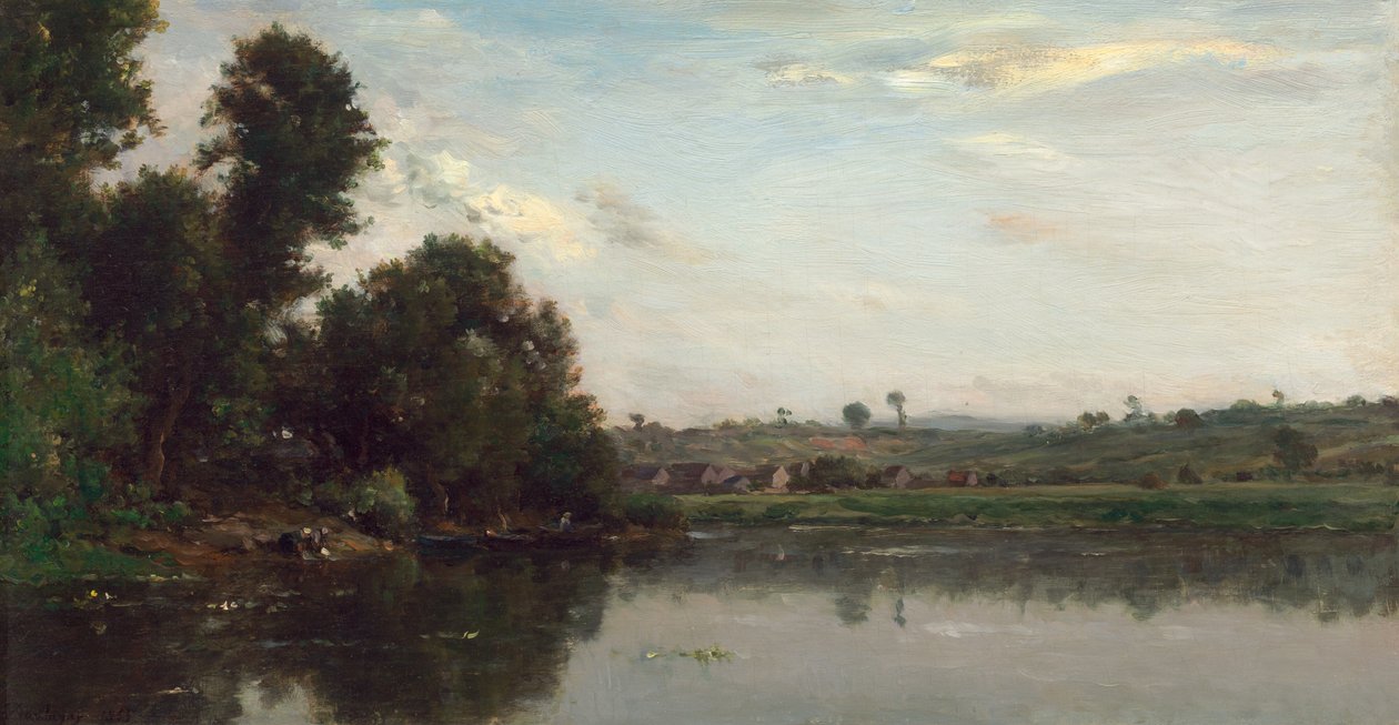 Washerwomen at the Oise River near Valmondois by Charles Francois Daubigny