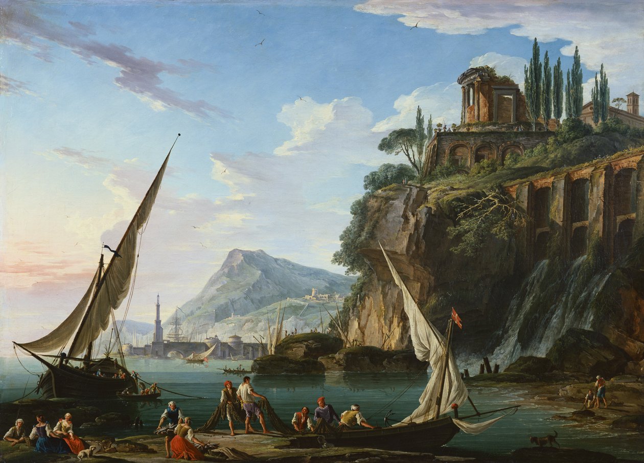 Coastal Scene with the Temple of Sibyl, Tivoli by Charles Francois Lacroix de Marseille