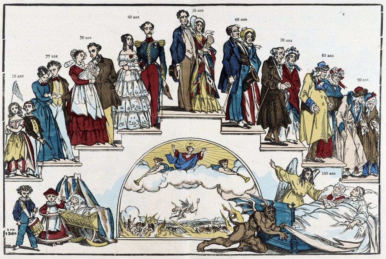 The Ages of Life - drawing by Pinot, late 19th century by Charles Francois Pinot