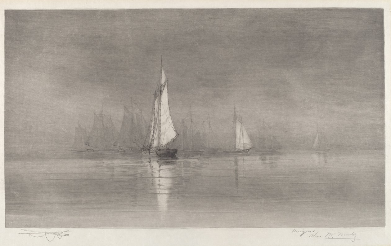 Untitled Harbor Scene with Sailboats, c. 1900 by Charles Frederick William Mielatz