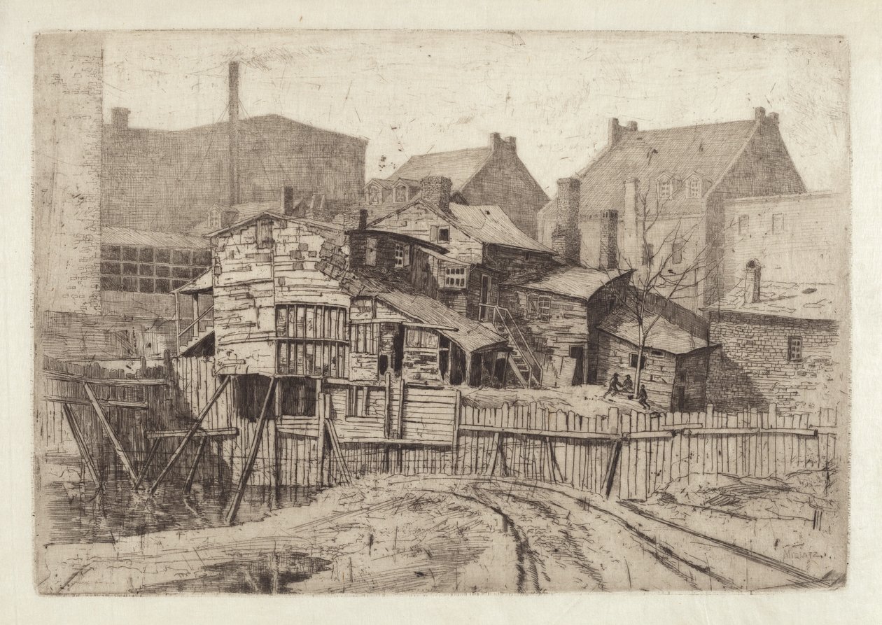 Untitled Wooden House in City by Charles Frederick William Mielatz