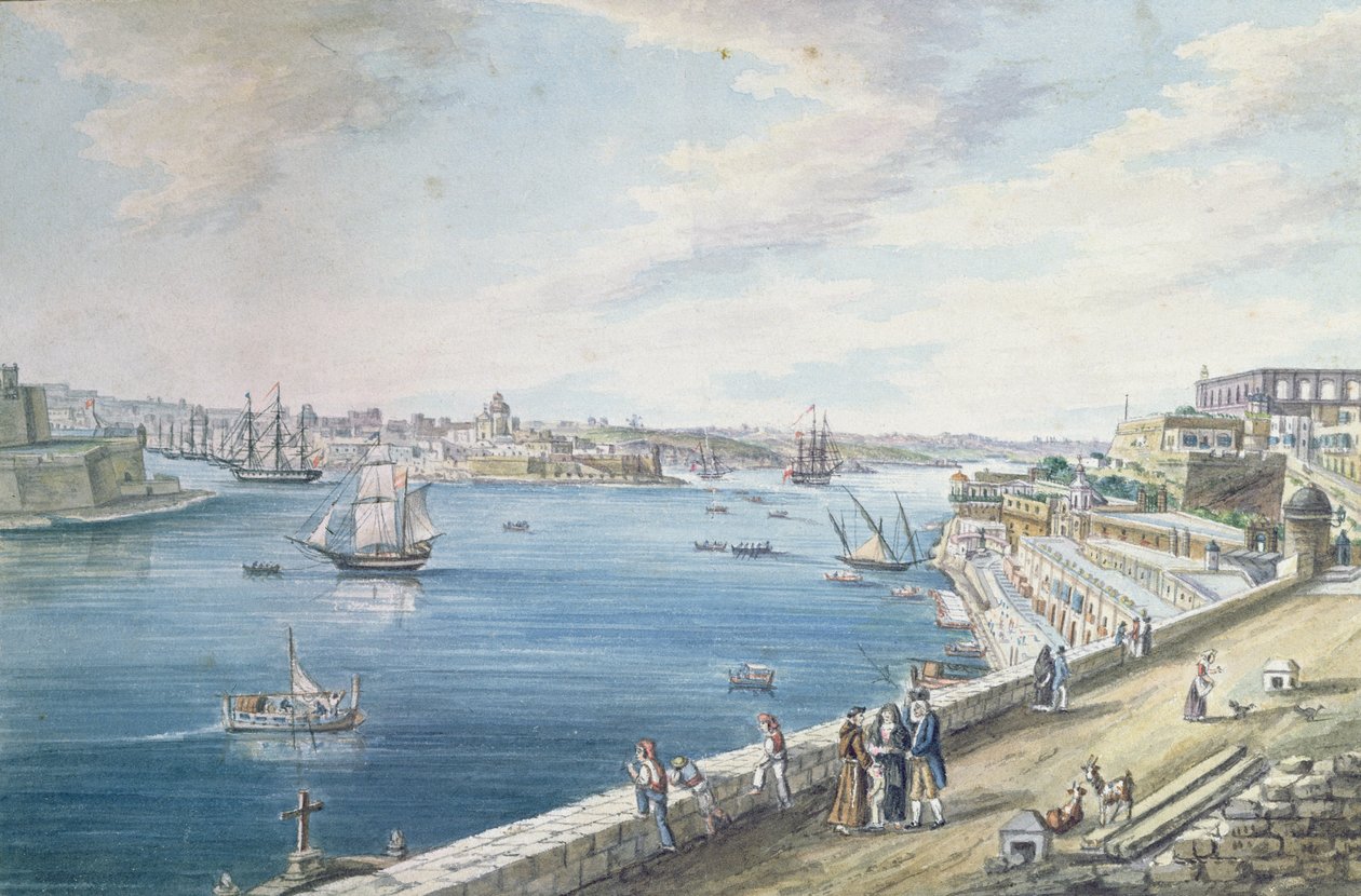 The Grand Harbour, Valletta, Malta by Charles Frederick de Brocktorff