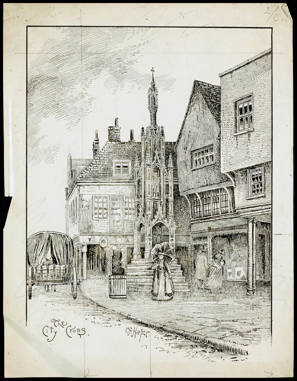 A View from the North-West of the Butter Cross, High Street, Winchester, Hampshire by Charles George Harper