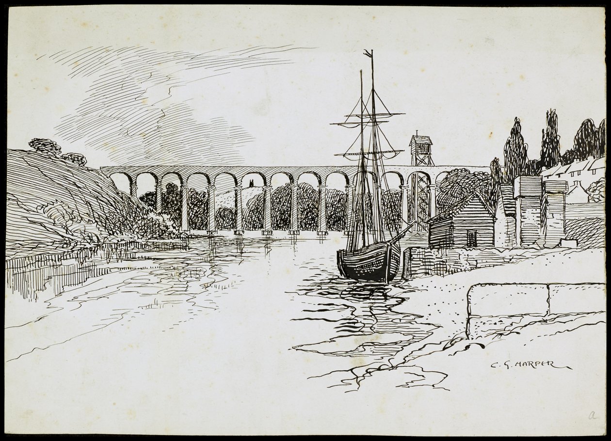 Calstock Viaduct, Cornwall, c. 1907-1943 by Charles George Harper