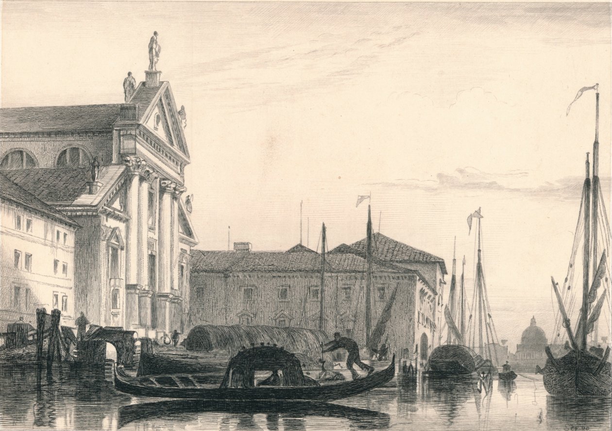 San Giorgio Maggiore. Moonlight, 19th century by Charles George Lewis