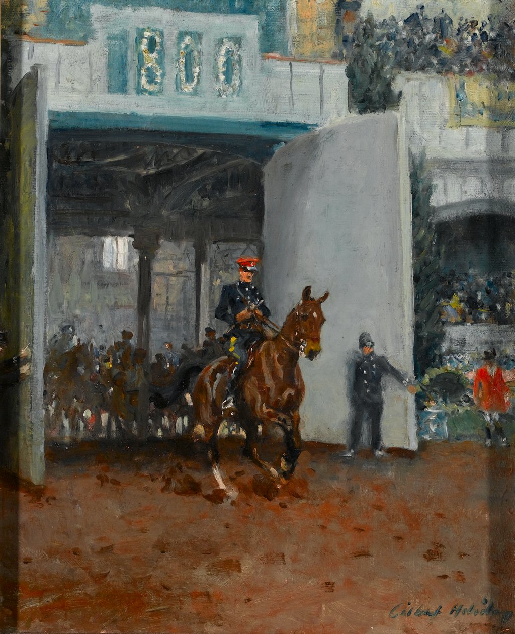 The start of the Royal Tournament at Olympia by Charles Gilbert Holiday