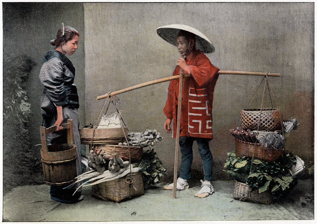 Vegetable Merchant in Japan, c1890 by Charles Gillot