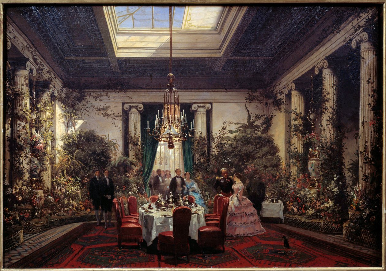 Breakfast at the Princess Mathilde Letizia Bonaparte, Rue de Courcelles in Paris by Charles Giraud