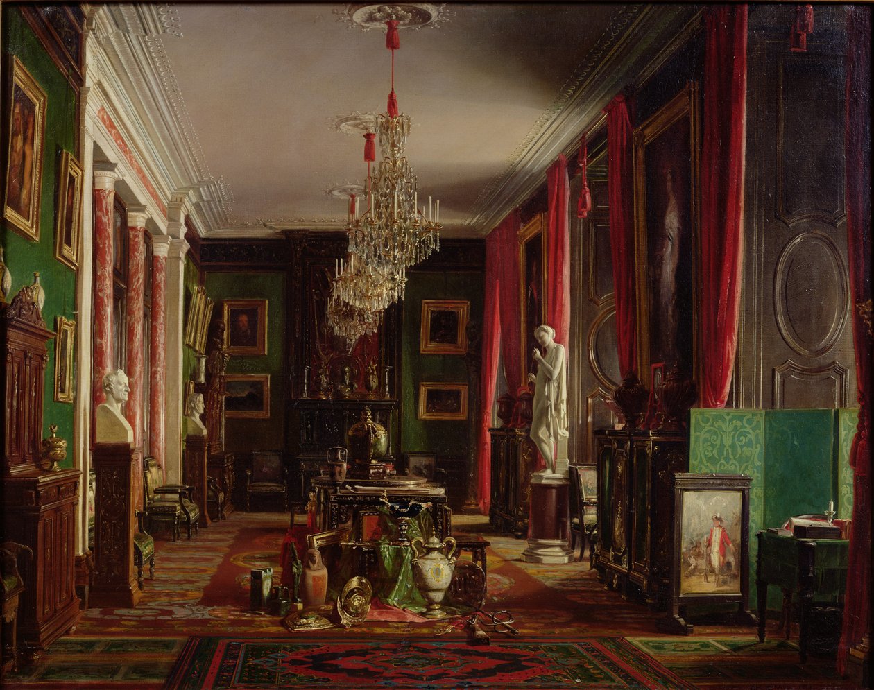 Interior of the Office of Alfred Emilien, Count of Nieuwerkerke, Director General of the Imperial Museums, at the Louvre, 1859 by Charles Giraud