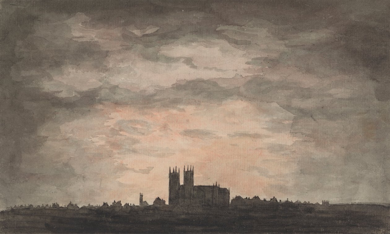A Large Church (Westminster Abbey) at Sunset by Charles Gore