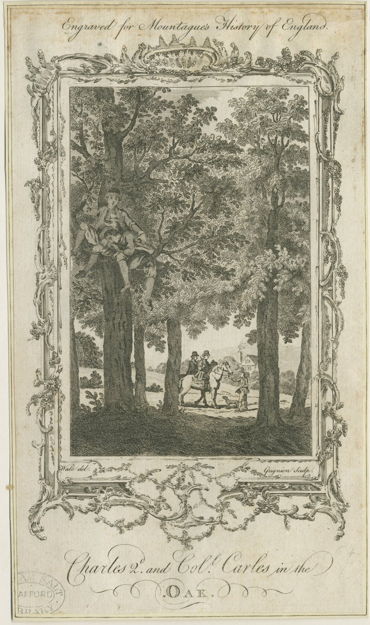 Boscobel - The Royal Oak (engraving) by Charles Grignion