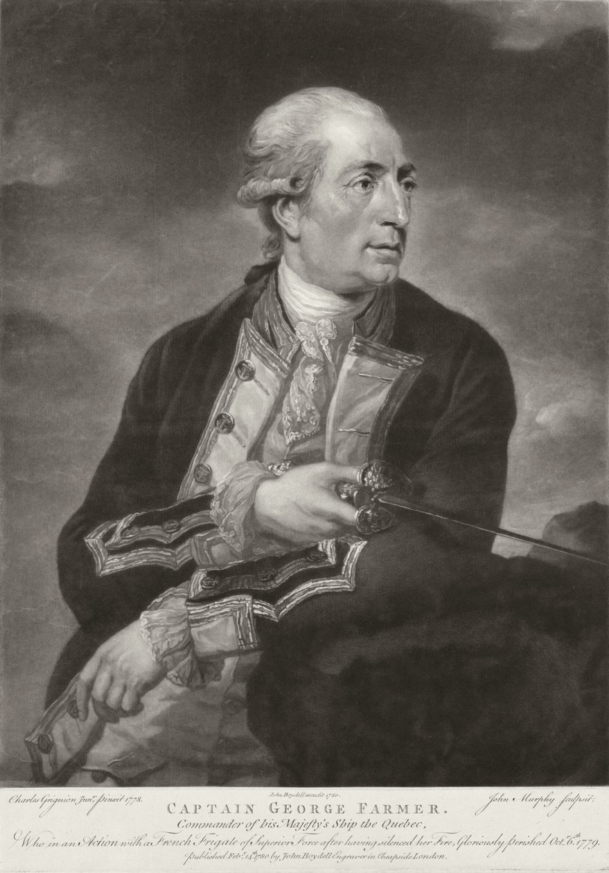 Portrait of George Farmer, Captain of HMS 'Quebec', engraved by John ...