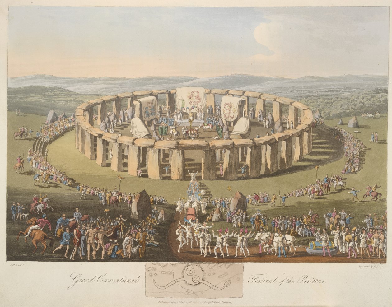 Grand Conventional Festival of the Britons. Stonehenge by Charles Hamilton (after) Smith