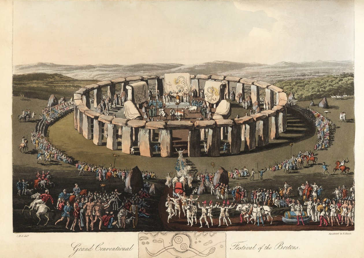 Grand Conventional Festival of the Britons at Stonehenge, pre-Roman (engraving) by Charles Hamilton (after) Smith