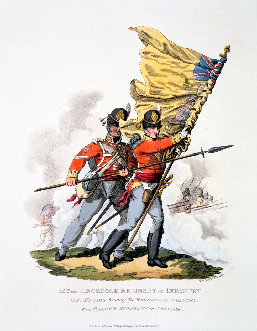 Uniform and Colours of the 9th or East Norfolk Regiment of Infantry, from 
