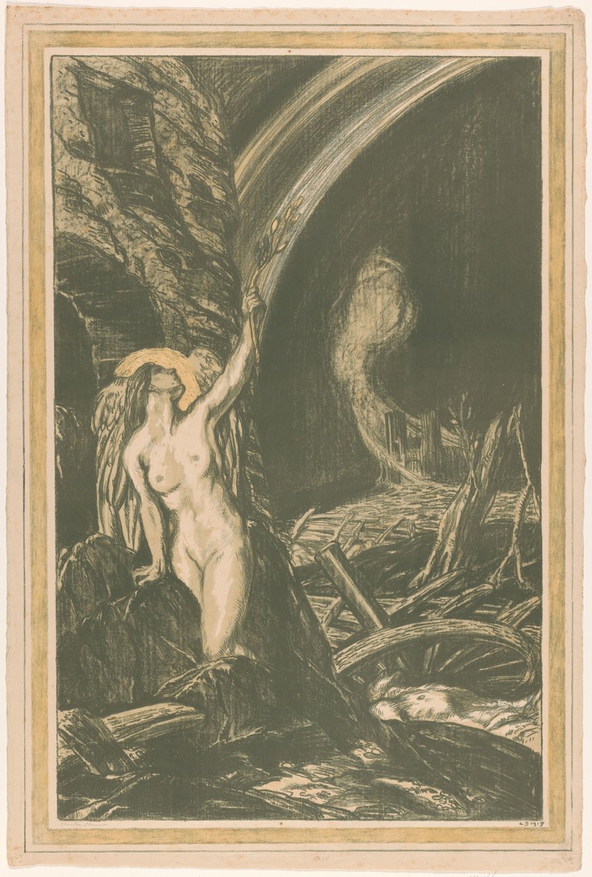 Allegory of the Rebirth of Art after World War I by Charles Haslewood Shannon (signed by artist)