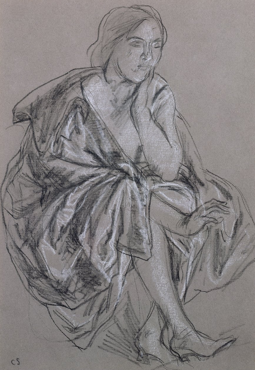 Study of a seated woman, Seated Woman Draped by Charles Haslewood Shannon