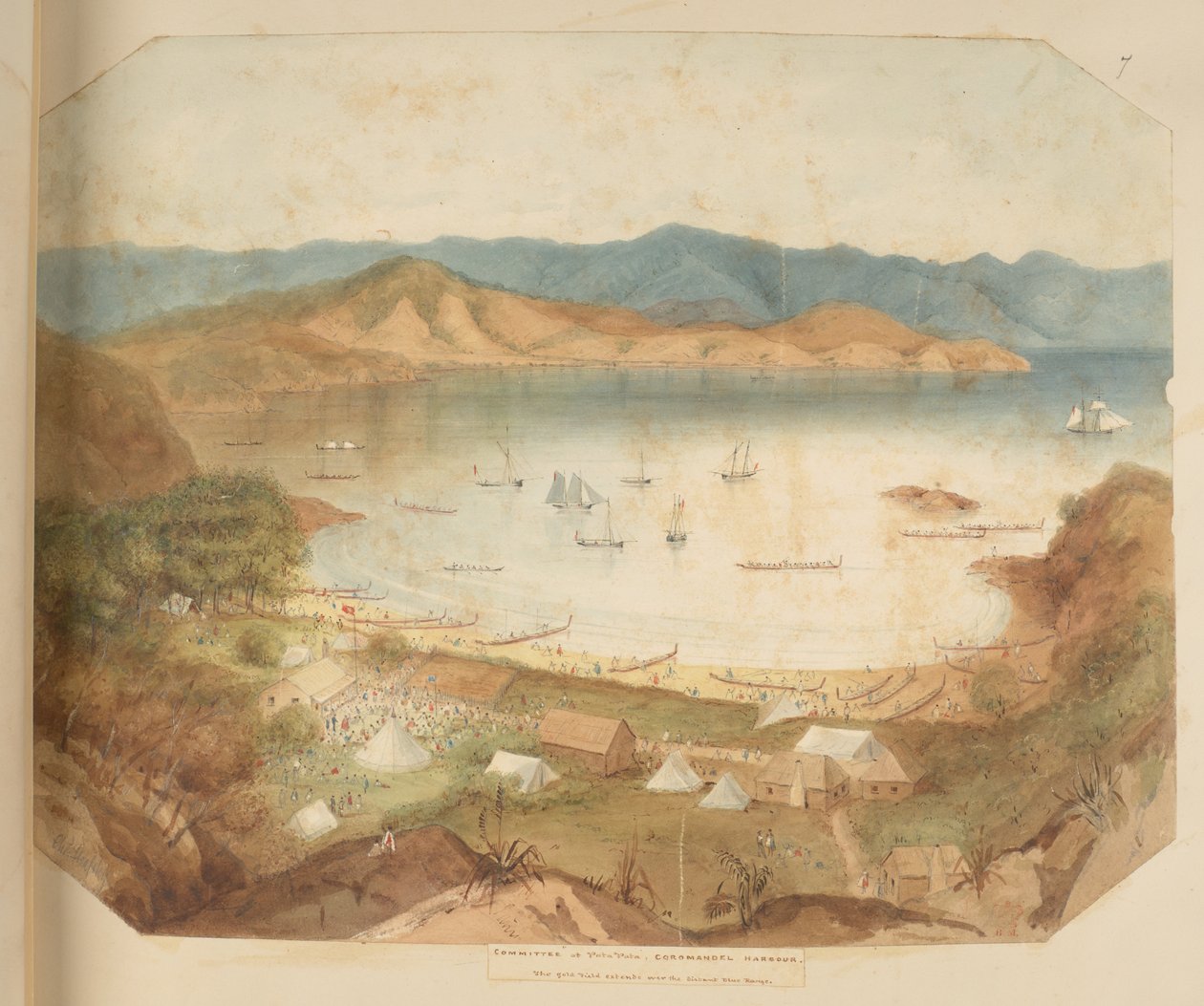 Committee at Pata Pata; the goldfield extends over the distant blue range by Charles Heaphy