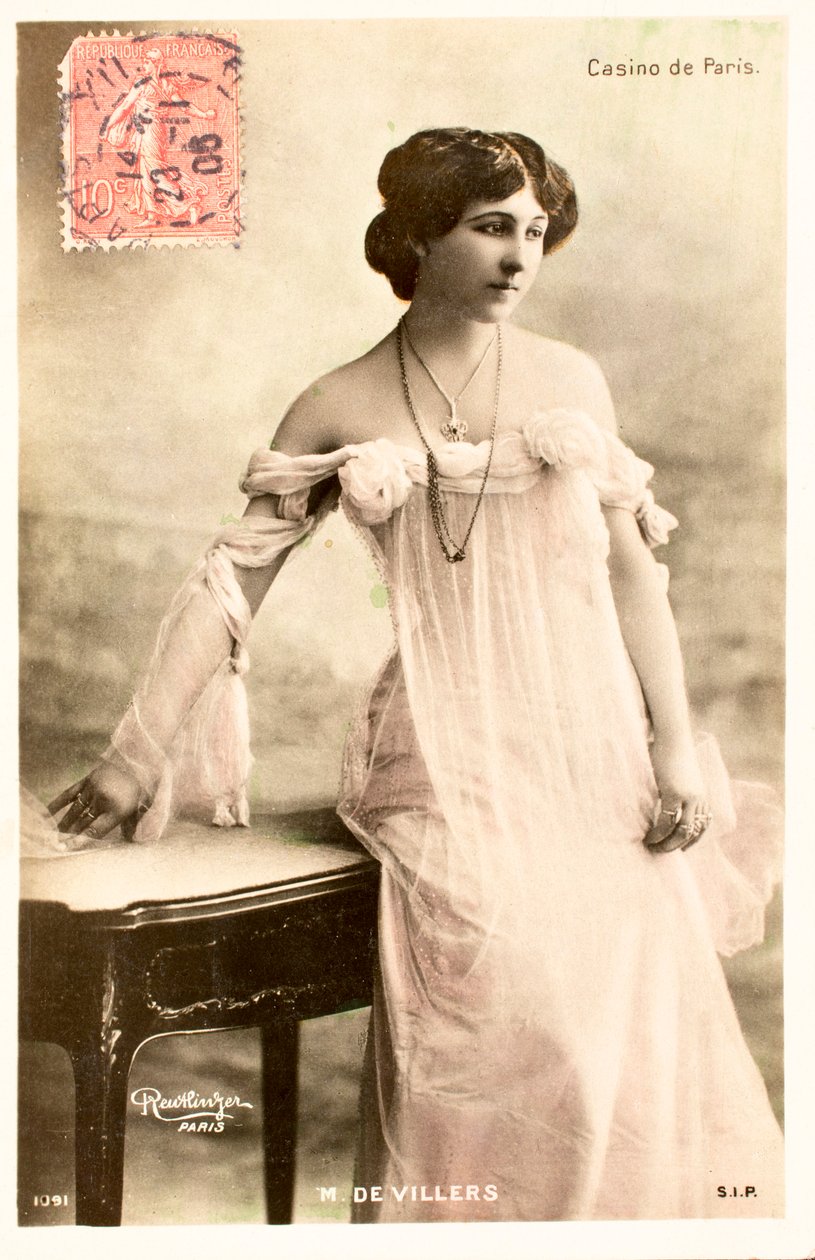 Old postcard, Actress, Casino de Paris by Augustus Kollner