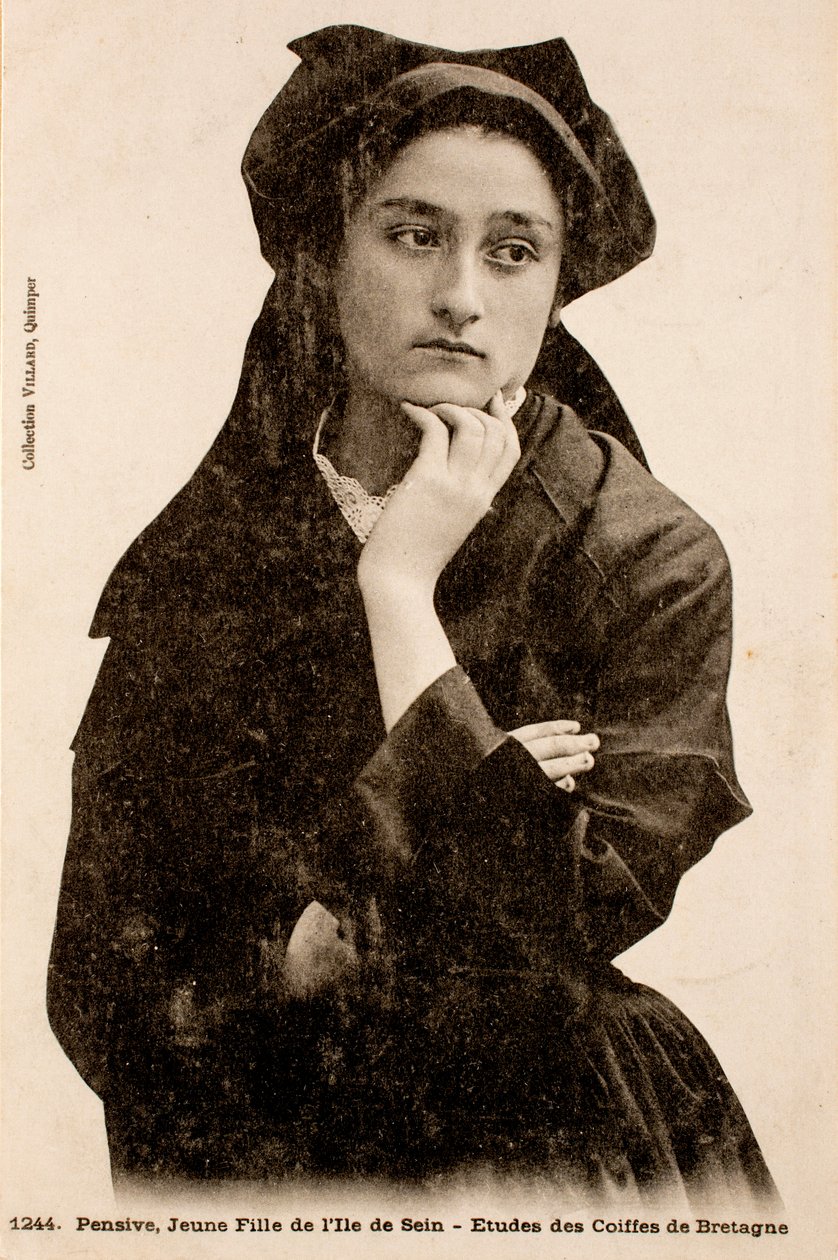 Old postcard, Young girl of the island of Sein, Finistere, Brittany, France by Augustus Kollner